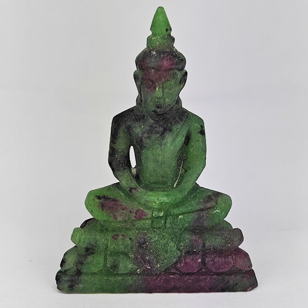 Natural Red Green Ruby in Zoisite Gemstones 65.40 Ct. Buddha Carving Shape 42 x 31 Mm. (1 of 3)