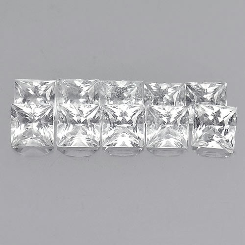 Natural White Topaz Gemstones 3.93 Ct. 10 Pcs. Square Princess Cut 3.9 Mm.: Product ID: 807164850 Product Name: Natural Topaz Weight: 3.93 CT. Size: 4 x 3.9 x 2.9 MM. Shape: Square Princess Cut Color: White Clarity:VVS - VSI Luster: Good Gems Origin: Brazil Treatment: Unheate