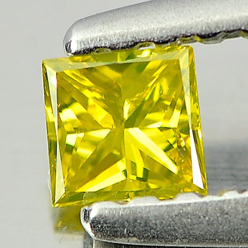Natural Yellow Diamond 0.13 Ct. Square Princess Cut 2.9 x 2.9 x 1.8 Mm.: Product ID: 802103562 Product Name: Natural Enhanced Diamond Weight: 0.13 CT. Size: 2.9 x 2.9 x 1.8 MM. Shape: Square Princess Cut Color: Yellow Clarity:SI1 Luster: Good Gems Origin: Belgium Treatment