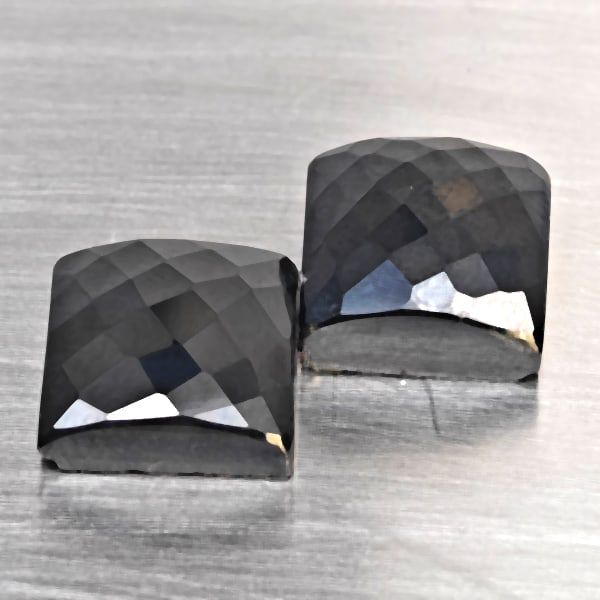 Natural Black Spinel Gemstones 16.81 Ct. 2 Pcs. Square Checkerboard Cut 10.4 x 10.2 Mm.: Product ID: 806609931 Product Name: Natural Spinel Weight: 16.81 CT. Size: 10.4 x 10.2 x 5.7 MM. Shape: Square Checkerboard Color: Black Clarity:Opaque Luster: None Gems Origin: Thailand Treatment: Un