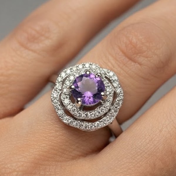 Natural Purple Amethyst Gemstones 925 Sterling Silver Ring Jewelry 2.57 Grams Size 7.5: Product ID: 280510147 Product Name: Sterling Silver Ring Product Type: 925 Sterling Silver Fine Jewelry Jewelry Weight: 2.57 Grams. Ring Size: 6 Resizable(Fee) Gemstones Color: Purple Metal: Solid Sil