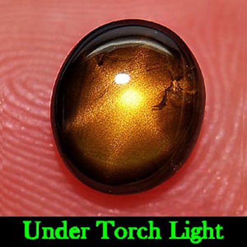Natural Golden Star Sapphire Gemstones 1.53 Ct. Oval Cabochon Shape 5.92 x 6.88 Mm. (1 of 4)