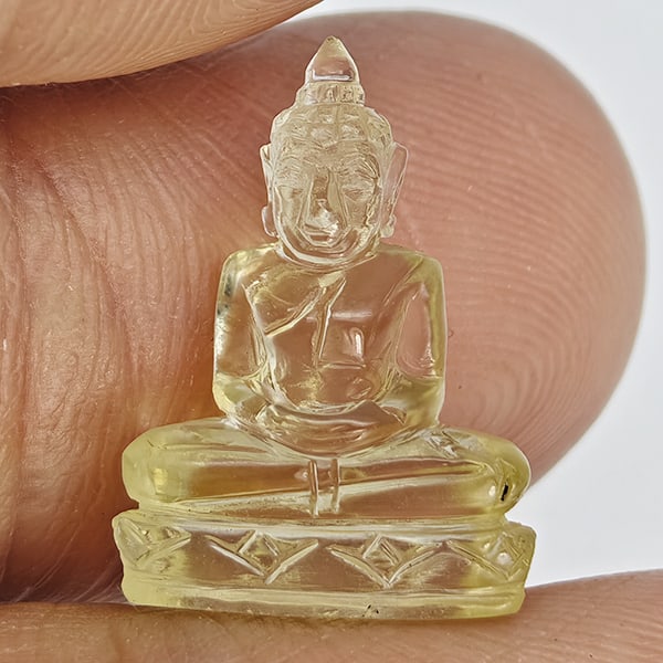 Natural Yellow Quartz Gemstones 5.48 Ct. Buddha Carving Cut 17 x 12.5 Mm. (1 of 3)