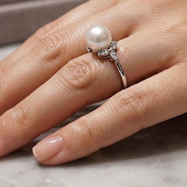 Natural White Pearl 925 Sterling Silver Jewelry 3.05 Grams Ring Size 9 (1 of 3)