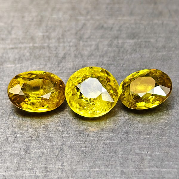 Natural Sphene Gemstones Intense Yellow Green Titanium Red Spark 1.77 Ct. 3 Pcs. Mixed Shape and: Product ID: 806509017 Product Name: Natural Sphene Weight: 1.77 CT. Size: 6 x 4.5 x 2.7 to 5.4 x 4.5 x 2.4 MM. Shape: Mixed Shape Color: Intense Yellow Green With Red Spark Clarity:SI1 Luster: Good Ge