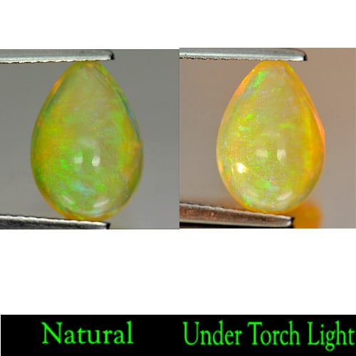 Natural Multi Color Opal Gemstones 2.42 Ct. Pear Cabochon Shape 11.7 x 8.2 Mm.: Product ID: 818707500 Product Name: Natural Opal Weight: 2.42 CT. Size: 11.7 x 8.2 x 5.5 MM. Shape: Pear Cabochon Color: Multi-Color Clarity:Semi - Transparent Luster: Iridescent Gems Origin: Ethiopia