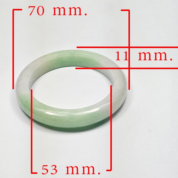 Natural Multi Color Jade Gemstones Bangle 231.55 Ct. Diameter 53 Mm.: Product ID: 819816026 Product Name: Natural Jade Weight: 231.55 CT. Size: 70 x 55 x 11 MM. Shape: Bangle Round Cabochon Color: Multi-Color Green Clarity:Opaque Luster: Good Gems Origin: Thailand Treat