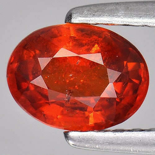Natural Orange Red Spessartine Garnet 1.33 Ct. Oval Shape 7 x 5.3 Mm.: Product ID: 802913269 Product Name: Natural Spessartine Weight: 1.33 CT. Size: 7 x 5.3 x 3.8 MM. Shape: Oval Color: Orange Red Clarity:SI Luster: Good Gems Origin: Namibia Treatment: Unheated Crystal 