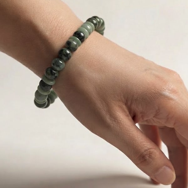 Natural Green Jade Gemstones 128.17 Ct. Beads Mixed Shape Flexibility Bracelet: Product ID: 819816486 Product Name: Natural Jade Weight: 128.17 CT. Size: 50 MM. Shape: Mixed Shape Color: Green Clarity:Semi - Transparent Luster: None Gems Origin: Thailand Treatment: Unheated Cryst