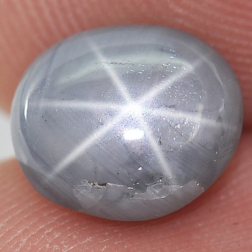 Natural Oval Cabochon Gray Star Sapphire Gemstones 6 Rays 3.55 Ct. 8.8 x 7.5 Mm. (1 of 3)
