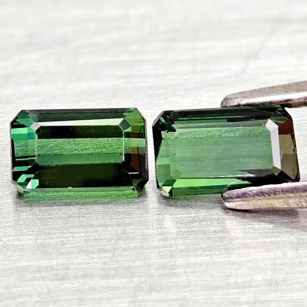 Natural Green Tourmaline Gemstones 1.18 Ct. 2 Pcs. Octagon Shape and Mixed Size: Product ID: 807250870 Product Name: Natural Tourmaline Weight: 1.18 CT. Size: 6.3 x 3.7 x 2.5 to 6 x 3.6 x 3.1 MM. Shape: Octagon Color: Green Clarity:VSI Luster: Good Gems Origin: Nigeria Treatment: 