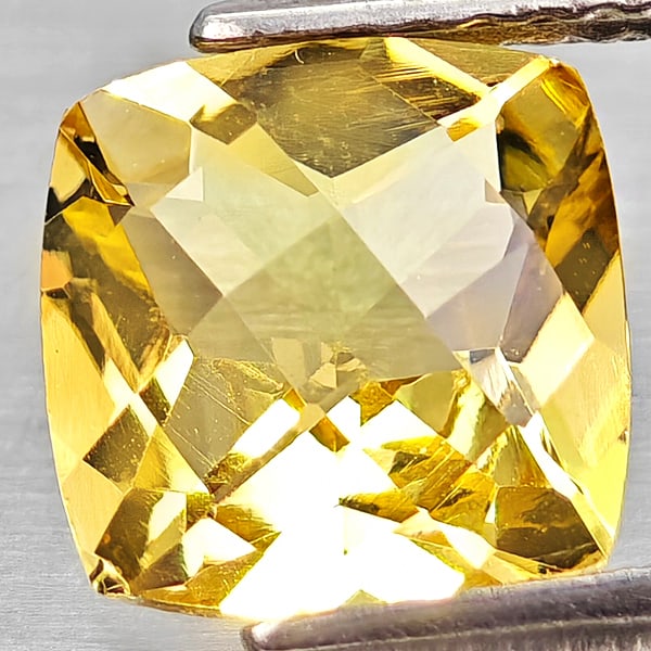 Natural Yellow Citrine Gemstones 2.03 Ct. Cushion Checkerboard Cut 8.1 x 8.1 Mm.: Product ID: 801815243 Product Name: Natural Citrine Weight: 2.03 CT. Size: 8.1 x 8.1 x 5.1 MM. Shape: Cushion Checkerboard Cut Color: Yellow Clarity:VVS - VSI Luster: Good Gems Origin: Brazil Treatmen