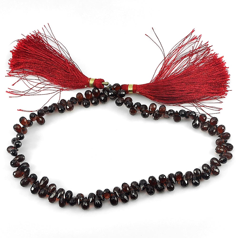 Natural Red Garnet Gemstones Beads 104.50 Ct. Briolette Shape 7.5 x 4.1 Mm. Length 10.5 Inch (1 of 3)