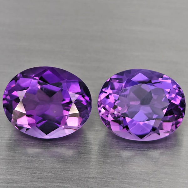 Natural Purple Amethyst Gemstones 6.07 Ct. 2 Pcs. Oval Shape 10.2 x 8.5 Mm.: Product ID: 800325599 Product Name: Natural Amethyst Weight: 6.07 CT. Size: 10.2 x 8.5 x 6.4 MM. Shape: Oval Color: Purple Clarity:VSI Luster: Good Gems Origin: Brazil Treatment: Unheated Crystal Stru