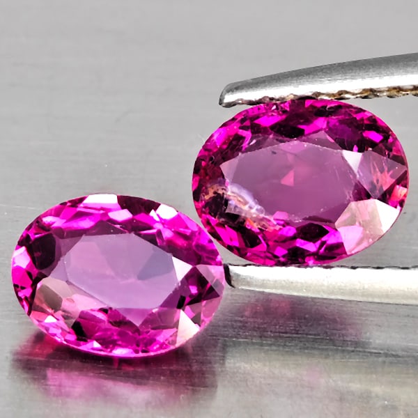 Natural Pink Tourmaline Gemstones 1.81 Ct. 2 Pcs. Oval Shape 7.2 x 5.5 Mm.: Product ID: 807251261 Product Name: Natural Gemstones Weight: 1.81 CT. Size: 7.2 x 5.5 x 3.2 MM. Shape: Oval Shape Color: Pink Clarity:VSI - SI1 Luster: Good Gems Origin: Nigeria Treatment: Unheated C