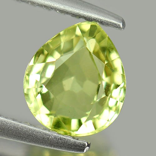 Natural Greenish Yellow Chrysoberyl Gemstones 1.14 Ct. Pear Shape 6.5 x 5.7 Mm.: Product ID: 801701089 Product Name: Natural Chrysoberyl Weight: 1.14 CT. Size: 6.5 x 5.7 x 3.5 MM. Shape: Pear Color: Yellow Clarity:VVS Luster: Very Good Gems Origin: Madagascar Treatment: Unheated C