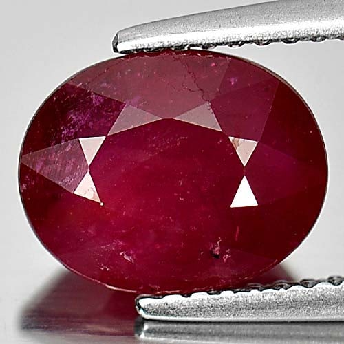 Natural Purplish Red Ruby Gemstones 3.37 Ct. Oval Shape 9.6 x 7.6 Mm.: Product ID: 805931607 Product Name: Natural Ruby Weight: 3.37 CT. Size: 9.6 x 7.6 x 4.6 MM. Shape: Oval Color: Purplish Red Clarity:SI2 Luster: Good Gems Origin: Madagascar Treatment: Heated (Lead-gla