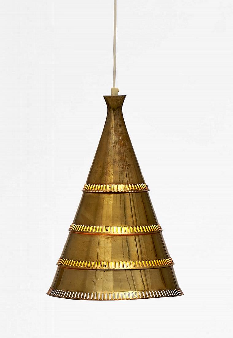 KNUD HJERTING XXTH: KNUD HJERTING XXTH Ceiling lamp model P208 Edited by LYFA, Denmark Circa 1960 Brass, 45 cm, diam 30 cm