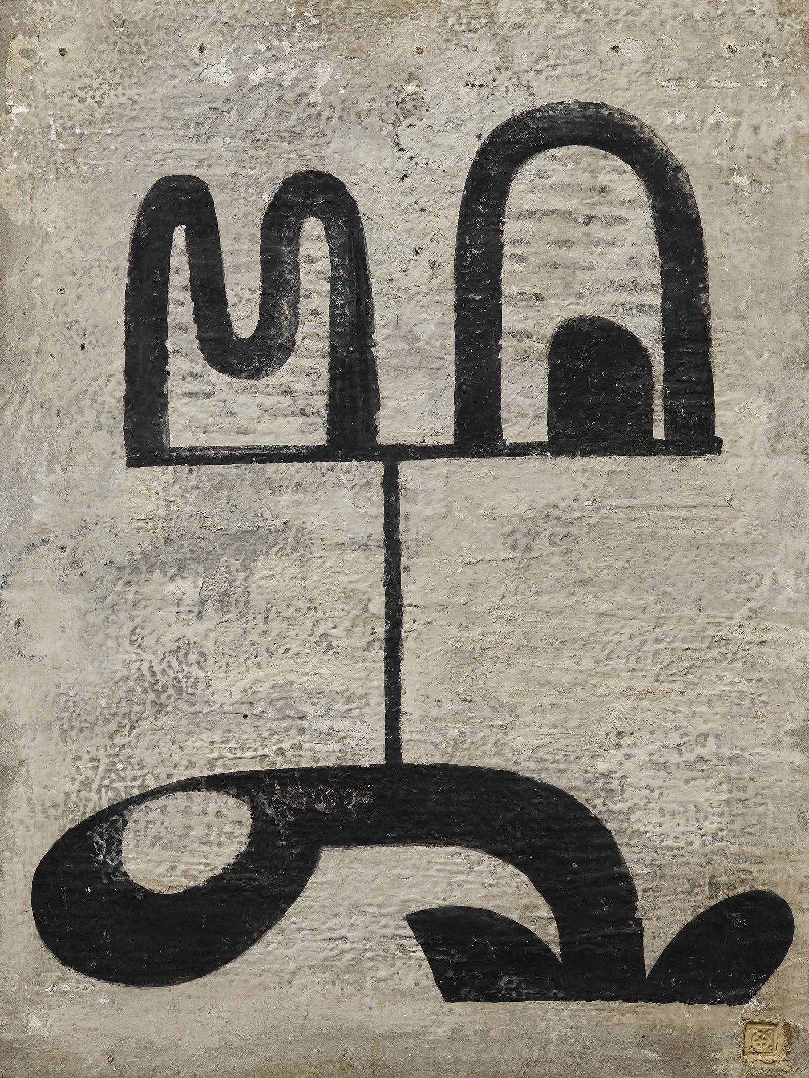 Maurice Carlier (Belgian, 1894 - 1976): Two Cathedrals. Black and White Gesso and pigment on panel - 70,5 x 55 cm Monogrammed lower right Provenance: Estate of the artist Sale Catherine Charbonneaux, Paris, 9 December 1985, lot 26 Private c