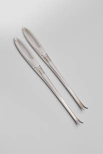 Henry Van de Velde (Belgian, 1863 - 1957): Pair of Lobster Forks Model nº1- 1902-1903 Silver, 19,5 cm Hallmarks: 925, crescent moon and crown Manufactured by Theodore Müller, Belgium/Germany Literature: Reinhard W. Sänger, Das deu