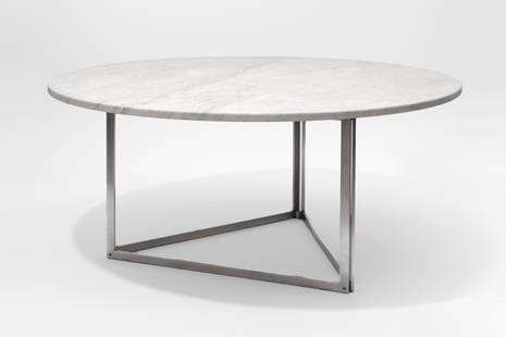 Poul Kjærholm (Danish, 1929 - 1980): Table PK 56 - (1974) Flint-rolled marble and chrome-plated steel 64 x 140 cm First Edition Manufactured by E. Kold Christensen Literature: Michael Sheridan, The Furniture of Poul Kjærholm: Catalo