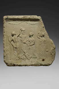 Greek Relief: Marble, 78 x 78 cm Provenance: Paul de Grande Antiques, Jabbeke, Belgium Nana Philips Collection, The Netherlands