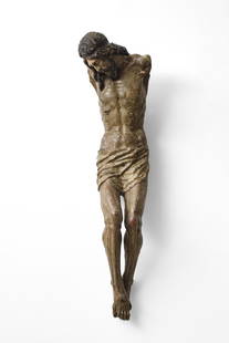 Corpus of Christ: Spain, 17th c. Polychromed wood 93 cm Provenance: Ad De Bruyn Antiques, The Netherlands