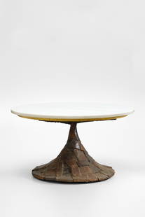 Paul Evans (American, 1931 - 1987): Coffee Table - 1960s Torch cut, welded, and polychromed steel, marble, and gilt wood 42 x 76 cm Paul Evans Studio Provenance: Jérôme Sohier, Brussels