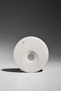 Marta Pan (French, 1923 - 2008): Cylinder D4 - c.1970 White Carrara marble, 20 cm Ø Monogrammed and titled on the edge: MP D4 edition of 8 Provenance: Artcurial, Paris, Art abstrait et contemporain, 5 July 2010, lot 216 Private