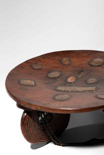 Kamba Stool: KenyaWood, copper, and metal, 9 x 23,8 cm Ø Provenance: Galerie Yann Ferrandin, ParisProperty from a Princely Collection Published: Yann Ferrandin, Black Seat - Sièges d'e
