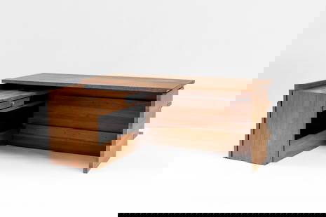 Christophe Gevers (Belgian, 1928 - 2007): Office desk - late 1970s Wood, 73,5 x 180 x 72 cm Published: Jean-Pierre Gabriel, Christophe Gevers, Brussels, 2024, pp.174-175