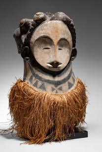 Fang Mask: Gabon Wood, pigment, and rattan42 cm (60 cm incl. collar) Provenance: Bruno Frey, FrancePrivate collection, Belgium