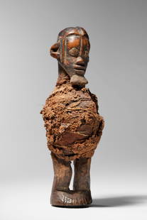 Teke Figure: D.R. Congo Wood, textile, organic, and inorganic materials18 cminv. n° K.V.1076 Provenance: Private collection, ParisMarc Leo Felix Collection, BrusselsPrivate collection, Belg