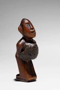 Kongo Figure - Nkisi: D.R. Congo Wood, vegetal fibers, organic and inorganic materials8 cm Provenance: Abla-Volta and Alain Lecomte, ParisPrivate collection, Belgium Published: Alai