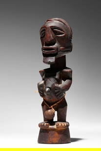 Songye Figure: D.R. Congo Wood and vegetal fibers 21 cm Provenance: Collection Robert Giron, Brussels Private collection, Belgium