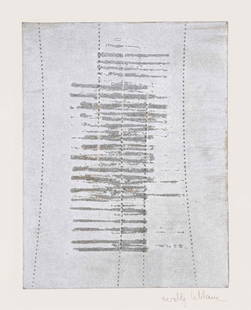 Walter Leblanc (Belgian, 1932 - 1986): Gouache - Relief Sable - 1961 Sand, perforations, and silver paint on paper 18 x 14 cm Signed lower right Provenance: Private collection Switzerland Germann Auktionshaus, Zurich, 28 November 2012,