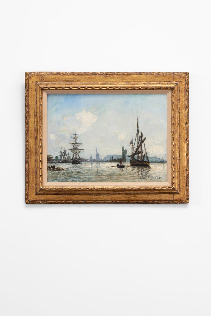 Johan Barthold Jongkind (Dutch, 1819-1891): La Seine à Rouen - 1865 [The Seine in Rouen] Oil on canvas, 42,5 x 56,5 cm Signed and dated lower right Provenance: Ferdinand Blumenthal Collection, Paris Count Cecil Pecci-Blunt Collection, Paris
