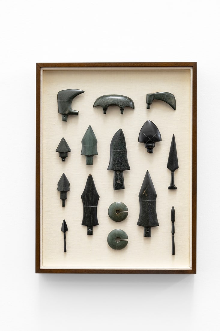 15 Spearheads and Arrowheads: Northern Vietnam Gò Mun culture, 1100 - 700 BC Hardstone, 4 to 14 cm Provenance: Tuyet Nguyet and Stephen Markbreiter Collection, Hong Kong Private collection, Paris Published