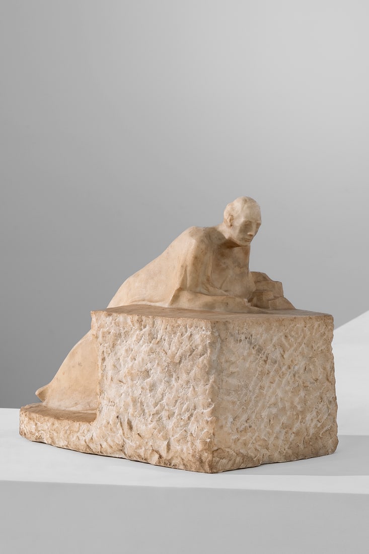 George Minne (Belgian, 1866-1941): L'orateur - 1901 [The Orator] Marble, 41,5 x 37,6 x 55,6 cm Signed lower left on the base Provenance: Family of the artist, Belgium Published: Leo Van Puyvelde, George Minne, Éditions des Cahiers de