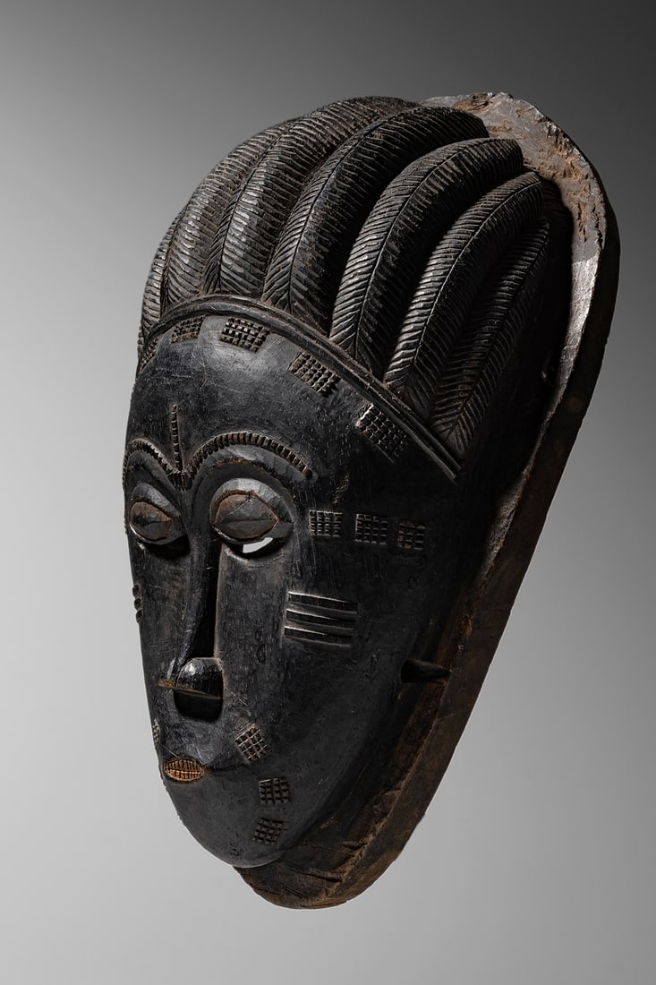 Baule Mask: Ivory Coast Wood, 27 cm Provenance: Christophe Rolley, Bagneux Private collection, Paris