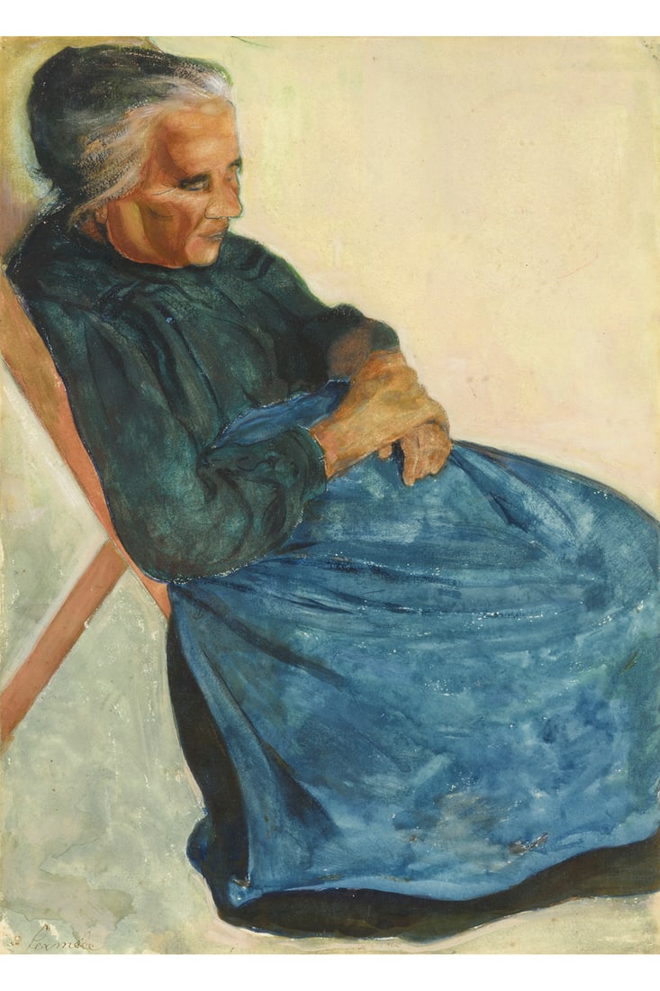 Constant Permeke (Belgian, 1886-1952): The Mother of the Artist - c.1915 Watercolor on paper 35,5 x 25,5 cm Signed lower left Provenance: Odon Warland Collection, Brussels By descent Inne Ghe