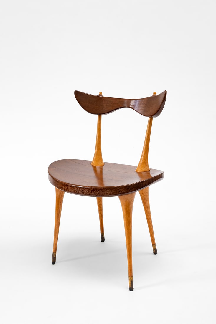 Renaat Braem (Belgian, 1910 - 2001): Chair – 1952 Brass, ash, and palmwood 81 x 58 x 40 cm Literature: Mil De Kooning, Fredie Floré, Iwan Strauven, Hedendaags Design, OKV Edition, pp.123-124-127 &nbs