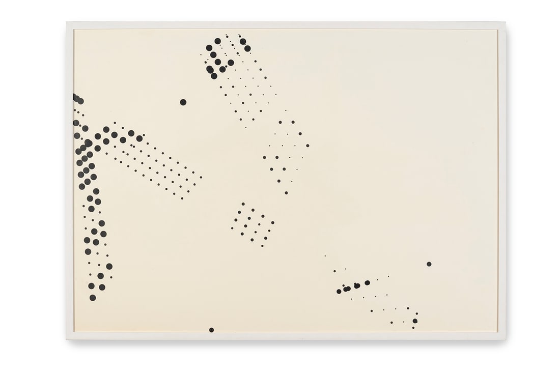 herman de vries (Dutch, 1931): v73-116 [random dots in space] – 1973 India ink on paper 73 × 102 cm Signed (twice), numbered, and dated on verso Provenance: Galerie Riekje Swart, Amsterdam Private