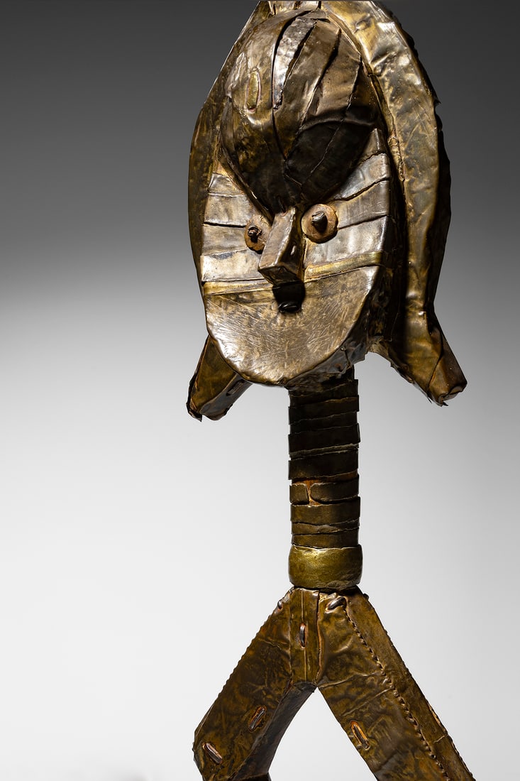 Kota Reliquary Figure, Shamaye: Gabon Wood and copper alloy 53 cm Provenance: Private collection, Toulon Private collection, Paris This Kota-Shamaye reliquary figure represents the rarest and most highly prized