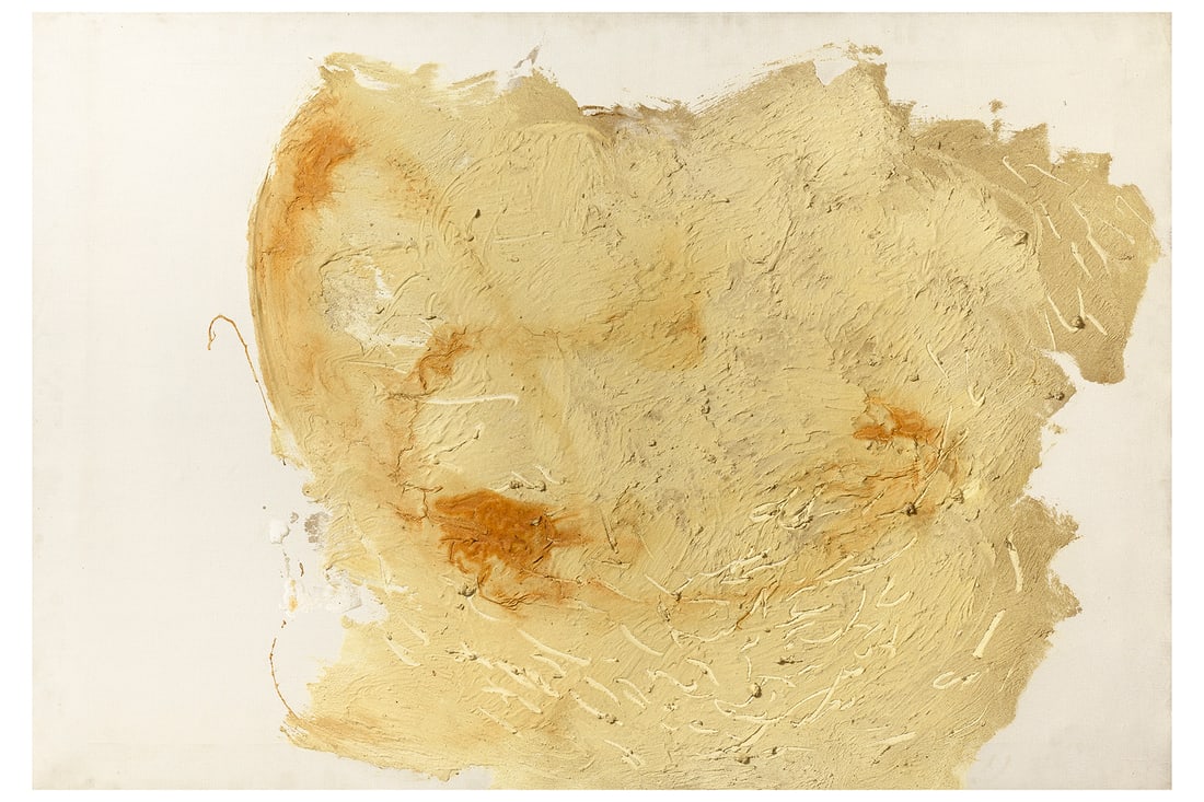 Bert De Leeuw (Belgian, 1926-2007): Untitled - 1961 Oil with iridescent inclusions on canvas 89 x 131 cm Signed, dimensions, and dated on verso Provenance: Galerie Ad Libitum, Antwerp Private collection, Antwerp 
