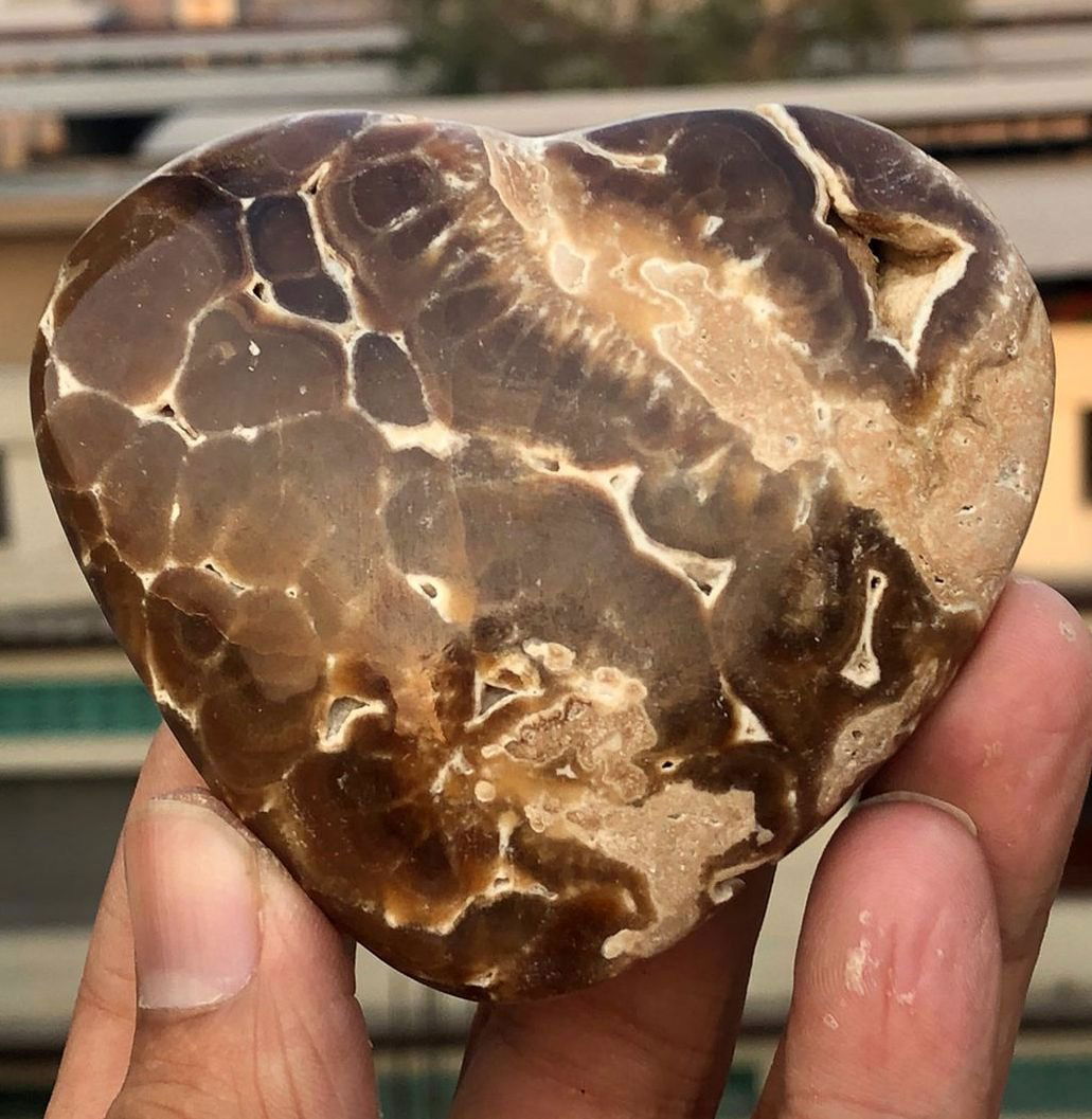 225 Grams Beautiful Chocolate calcite Carving Heart (1 of 3)