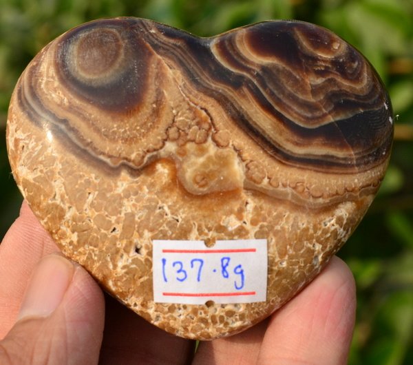 137 Grams Beautiful Chocolate Calcite Carving Heart (1 of 3)