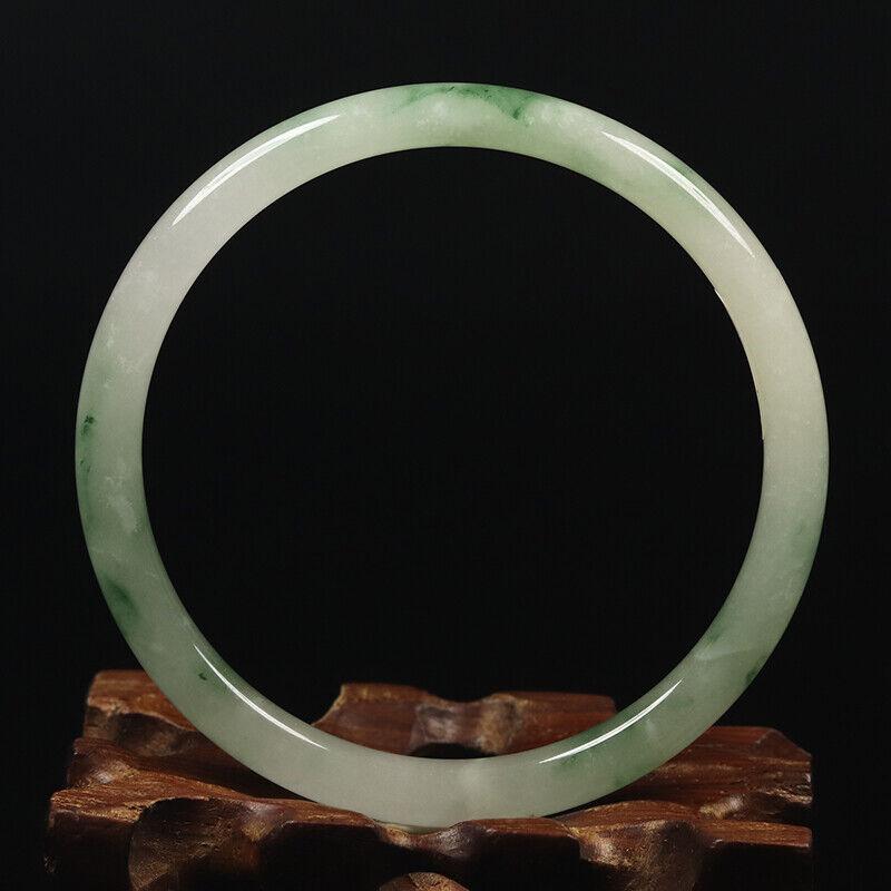 Chinese natural green white jade bangle (1 of 12)