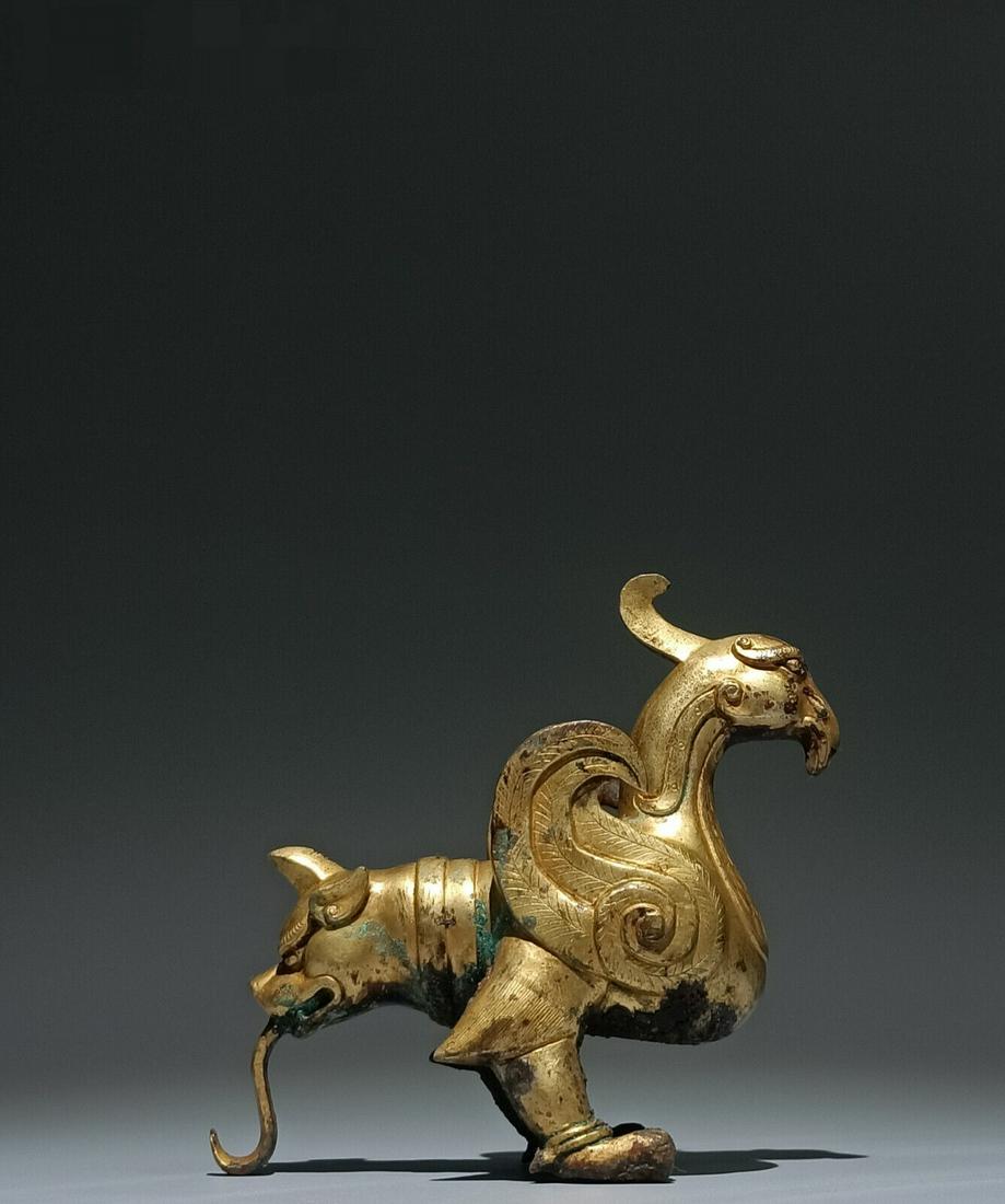 Chinese bronze gilt animal statue (1 of 9)
