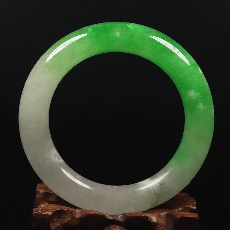 Chinese natural green white jade bangle (1 of 12)